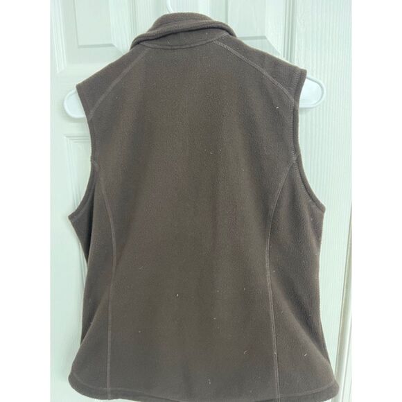 Lands’ End Women’s Thermacheck Zip-Up Fleece Vest – Brown, Size Medium - Picture 2 of 5